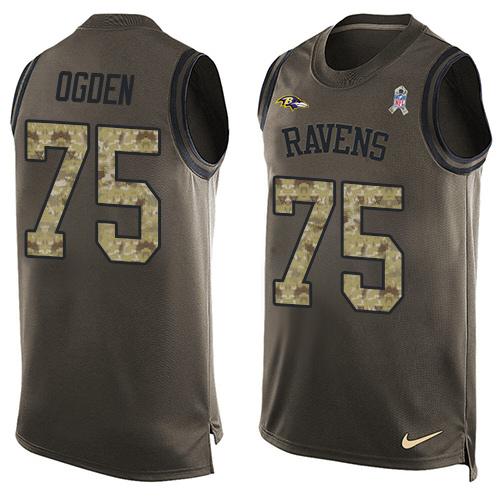 Nike Ravens #75 Jonathan Ogden Green Men's Stitched NFL Limited Salute To Service Tank Top Jersey Nike Ravens #75 Jonathan Ogden Green Men's Stitched NFL Limited Salute To Service Tank Top Jersey
