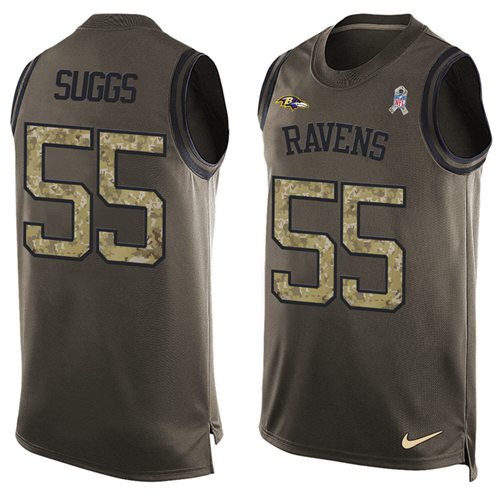 Nike Ravens #55 Terrell Suggs Green Men's Stitched NFL Limited Salute To Service Tank Top Jersey Nike Ravens #55 Terrell Suggs Green Men's Stitched NFL Limited Salute To Service Tank Top Jersey