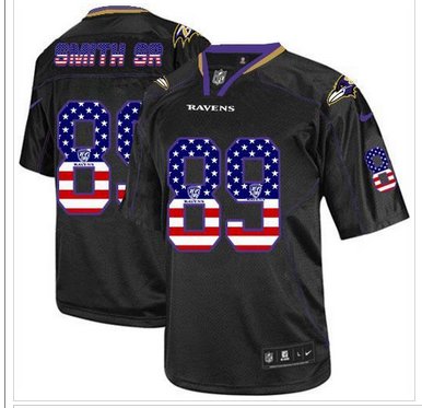 NEW Baltimore Ravens #89 Steve Smith Sr Black NFL Elite USA Flag Fashion Jersey