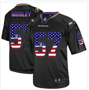 New Baltimore Ravens #57 C.J. Mosley Black NFL Elite USA Flag Fashion Jersey