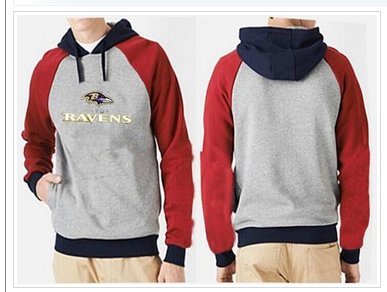 Baltimore Ravens Authentic Logo Pullover Hoodie Grey & Red