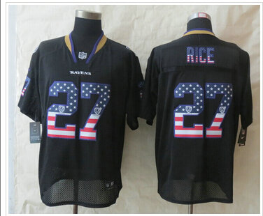 New Baltimore Ravens #27 Ray Rice USA Flag Fashion Black Elite Jerseys