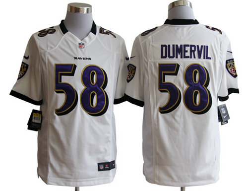 NEW NFL Baltimore Ravens 58 Elvis Dumervil White Jerseys(Limited) NEW NFL Baltimore Ravens 58 Elvis Dumervil White Jerseys(Limited)