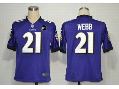NEW Baltimore Ravens #21 webb purple jerseys(Game Art Patch)
