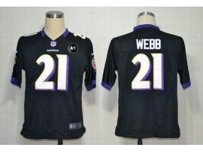 NEW Baltimore Ravens #21 webb black jerseys(Game Art Patch)