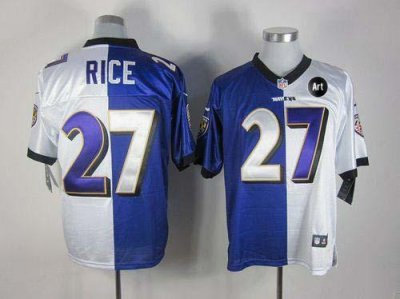 NEW Baltimore Ravens#27 Ray Rice Purple White Split With (Art Patch)