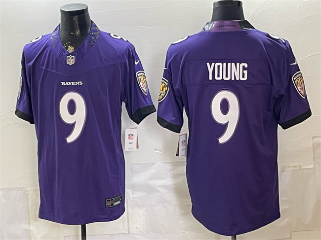 Men's Baltimore Ravens #9 Zion Young Purple 2026 F.U.S.E. Vapor Stitched Limited Football Jersey