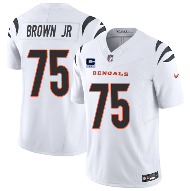 Men's Cincinnati Bengals #75 Orlando Brown Jr White 2025 F.U.S.E. With 2-Star C Patch Vapor Untouchable Limited Stitched Football Jersey Men's Cincinnati Bengals #75 Orlando Brown Jr White 2025 F.U.S.E. With 2-Star C Patch Vapor Untouchable Limited Stitched Football Jersey