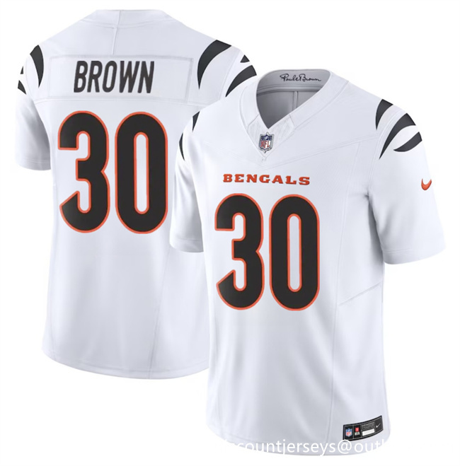 Men's Cincinnati Bengals #30 Chase Brown White 2024 F.U.S.E Vapor Untouchable Limited Stitched Jersey Men's Cincinnati Bengals #30 Chase Brown White 2024 F.U.S.E Vapor Untouchable Limited Stitched Jersey