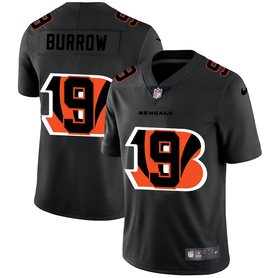 Cincinnati Bengals #9 Joe Burrow Men's Nike Team Logo Dual Overlap Limited NFL Jersey Black Cincinnati Bengals #9 Joe Burrow Men's Nike Team Logo Dual Overlap Limited NFL Jersey Black