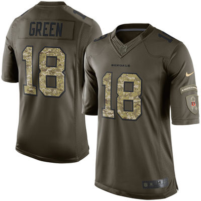 Men's Cincinnati Bengals 18 AJ Green Nike Green Salute To Service Limited Jersey