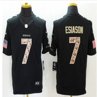 New Cincinnati Bengals #7 Boomer Esiason Black Men's Stitched NFL Limited Salute to Service Jersey