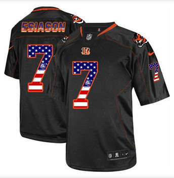 New Cincinnati Bengals #7 Boomer Esiason Black Men''s Stitched NFL Elite USA Flag Fashion Jersey