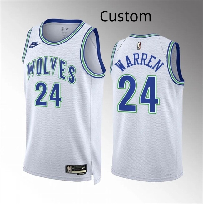 Custom Men's Minnesota Timberwolves 2023 24 Classic Edition Stitched Jersey