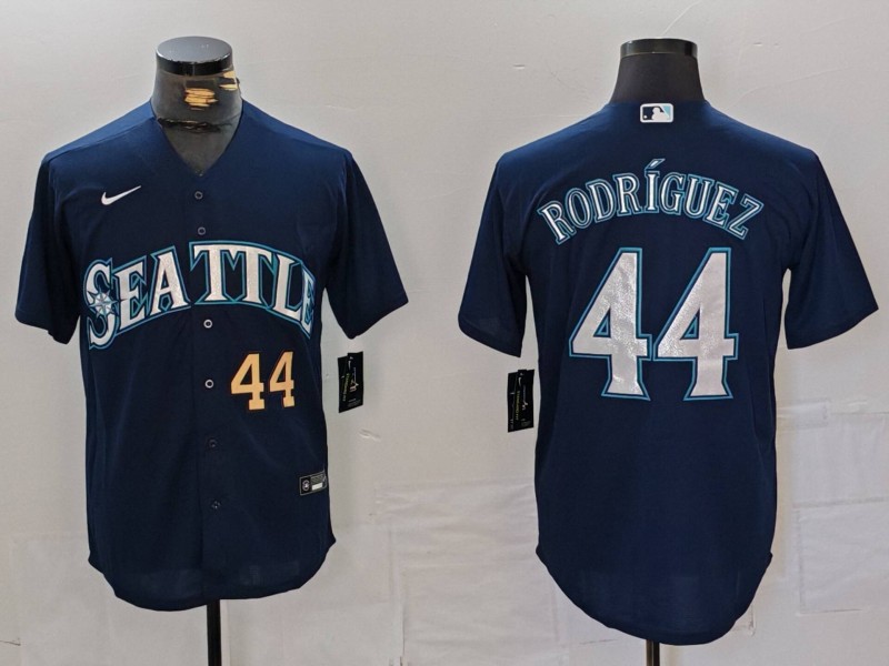 Men's Seattle Mariners #44 Julio Rodríguez Navy Cool Base Stitched Jersey 1 Men's Seattle Mariners #44 Julio Rodríguez Navy Cool Base Stitched Jersey 1