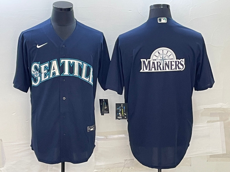 Men's Seattle Mariners Navy Team Big Logo Cool Base Stitched Jersey Men's Seattle Mariners Navy Team Big Logo Cool Base Stitched Jersey