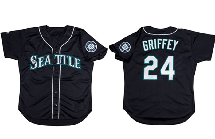 Men's Seattle Mariners #24 Ken Griffey Jr. Black Cool Base Stitched Jersey Men's Seattle Mariners #24 Ken Griffey Jr. Black Cool Base Stitched Jersey