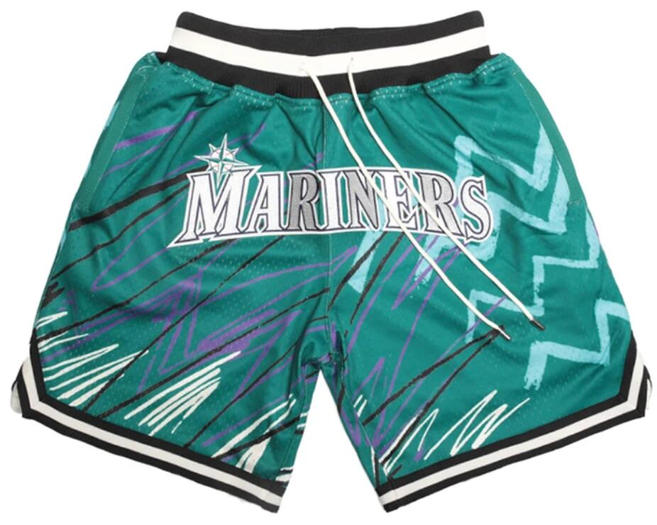 Men's Seattle Mariners Team Logo Green With Pocket Baseball Shorts Men's Seattle Mariners Team Logo Green With Pocket Baseball Shorts