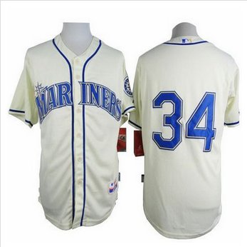 Seattle Mariners #34 Felix Hernandez Cream Alternate Cool Base Stitched Baseball Jersey Seattle Mariners #34 Felix Hernandez Cream Alternate Cool Base Stitched Baseball Jersey