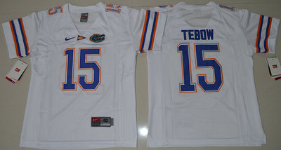 Gators #15 Tim Tebow White Embroidered Youth NCAA Jersey