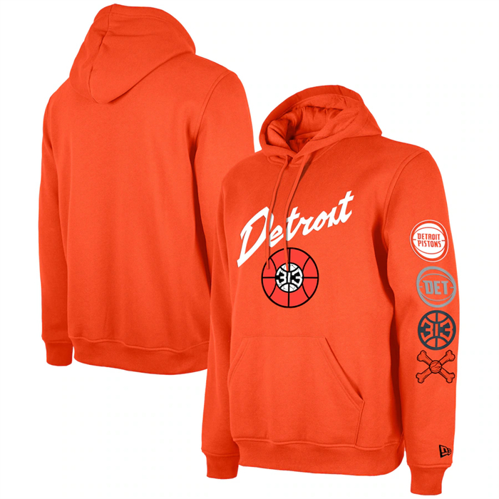 Men's Detroit Pistons Orange 2023 24 City Edition Pullover Hoodie