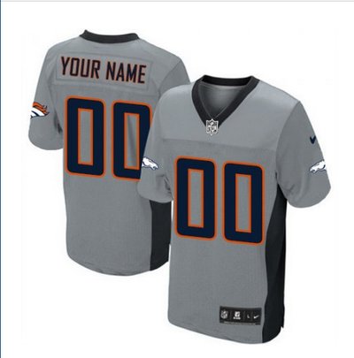 Men's Nike Denver Broncos Customized Limited Grey Shadow NFL Jersey