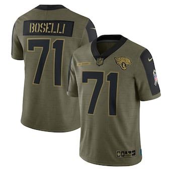 Men's Jacksonville Jaguars #71 Tony Boselli Nike Olive 2021 Salute To Service Retired Player Limited Jersey Men's Jacksonville Jaguars #71 Tony Boselli Nike Olive 2021 Salute To Service Retired Player Limited Jersey