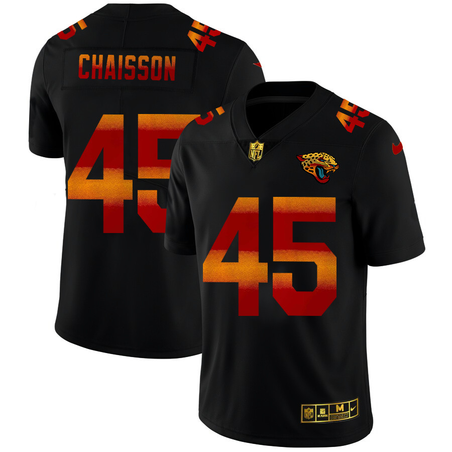 Jacksonville Jaguars #45 K'Lavon Chaisson Men's Black Nike Red Orange Stripe Vapor Limited NFL Jersey Jacksonville Jaguars #45 K'Lavon Chaisson Men's Black Nike Red Orange Stripe Vapor Limited NFL Jersey