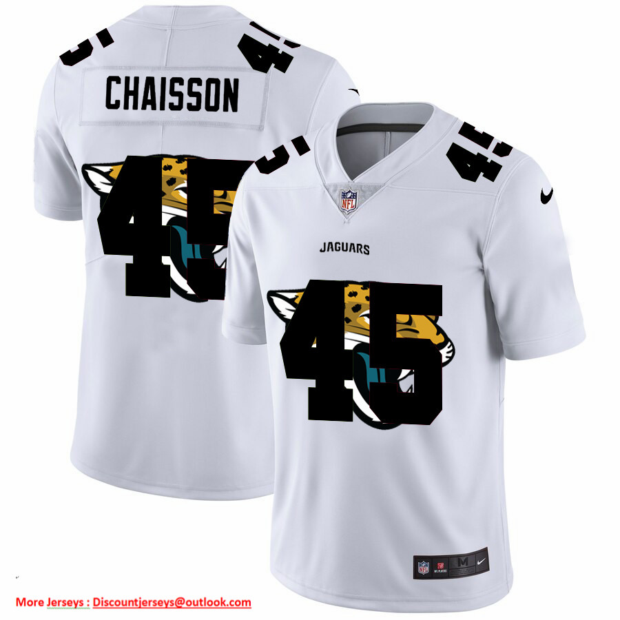 Jacksonville Jaguars #45 K'Lavon Chaisson White Men's Nike Team Logo Dual Overlap Limited NFL Jersey