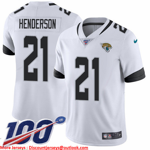 Nike Jaguars #21 C.J. Henderson White Men's Stitched NFL 100th Season Vapor Untouchable Limited Jersey