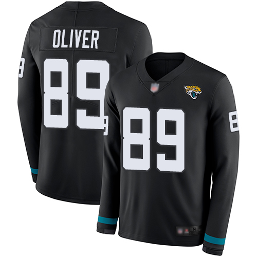 Jaguars #89 Josh Oliver Black Team Color Men's Stitched Football Limited Therma Long Sleeve Jersey Jaguars #89 Josh Oliver Black Team Color Men's Stitched Football Limited Therma Long Sleeve Jersey