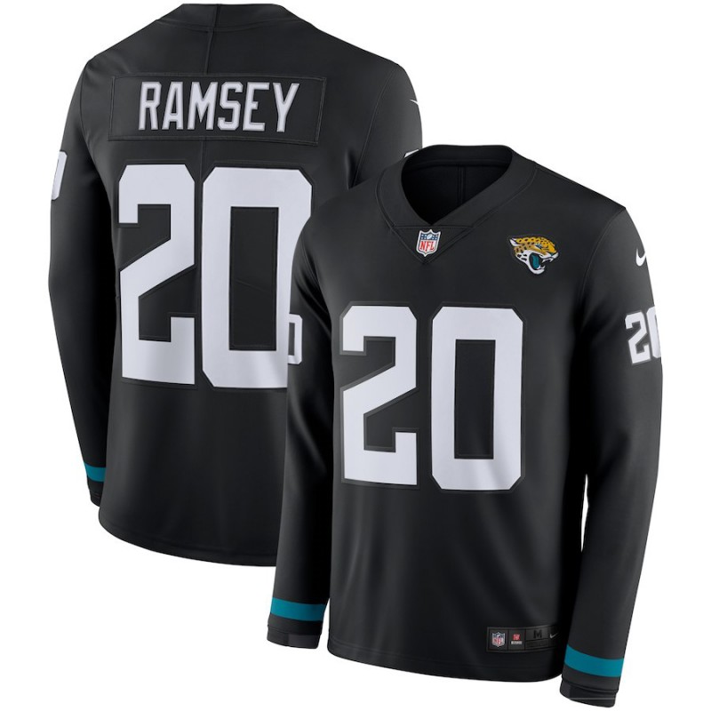 Men's Jaguars #20 Jalen Ramsey Black Team Color Men's Stitched NFL Limited Therma Long Sleeve Jersey Men's Jaguars #20 Jalen Ramsey Black Team Color Men's Stitched NFL Limited Therma Long Sleeve Jersey