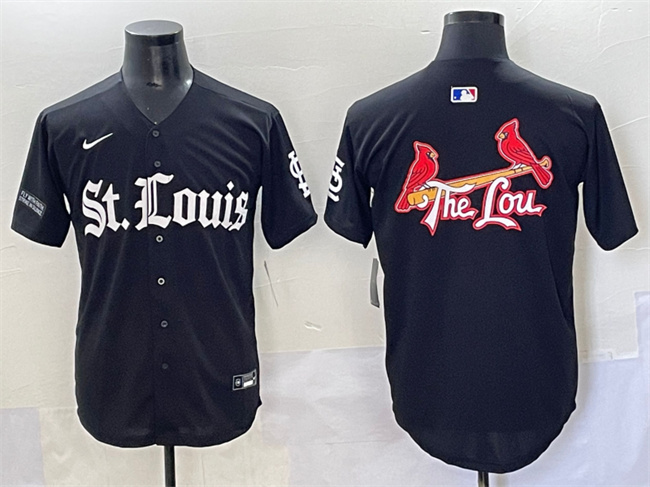 Men's St. Louis Cardinals Team Big Logo Black 'Gothic Legacy Edition' Vapor Premier Limited Stitched Baseball Jersey Men's St. Louis Cardinals Team Big Logo Black 'Gothic Legacy Edition' Vapor Premier Limited Stitched Baseball Jersey