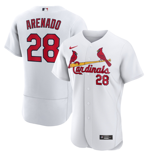 Men's St. Louis Cardinals #28 Nolan Arenado White Flex Base Stitched Jersey Men's St. Louis Cardinals #28 Nolan Arenado White Flex Base Stitched Jersey