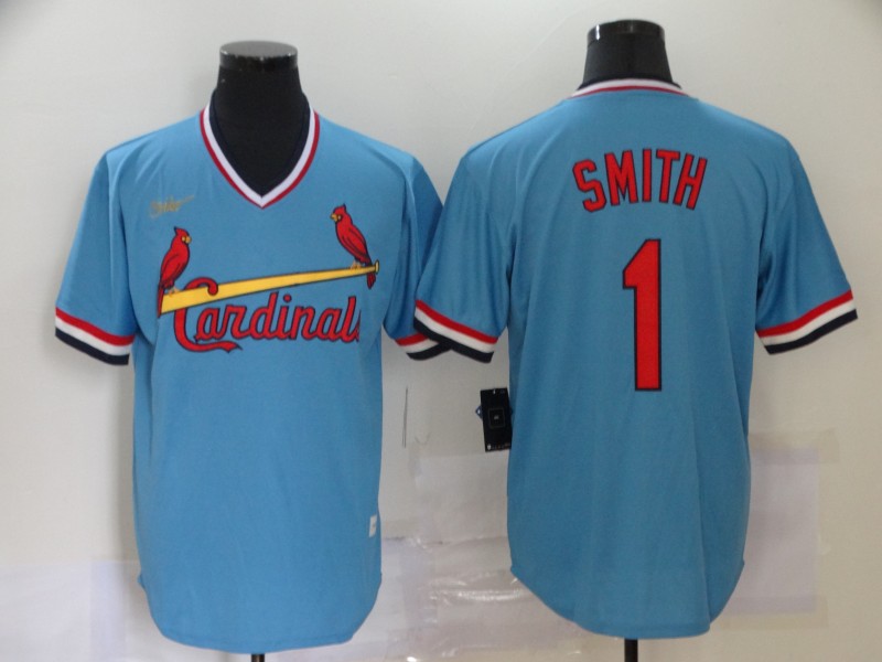 Cardinals 1 Ozzie Smith Light Blue Nike Cool Base Throwback Jersey Cardinals 1 Ozzie Smith Light Blue Nike Cool Base Throwback Jersey