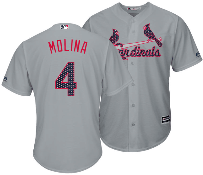 Cardinals #4 Yadier Molina Grey New Cool Base Stitched MLB Jersey