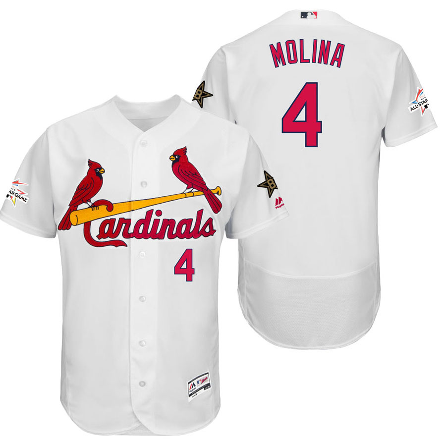 St. Louis Cardinals #4 Yadier Molina White Flex base All Star Stitched jersey