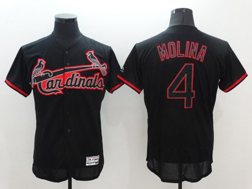 Cardinals #4 Yadier Molina Black Fashion Flexbase Authentic Collection Stitched MLB Jersey Cardinals #4 Yadier Molina Black Fashion Flexbase Authentic Collection Stitched MLB Jersey
