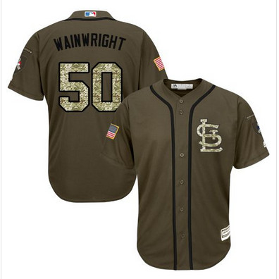 Cardinals #50 Adam Wainwright Green Salute to Service Stitched MLB Jersey