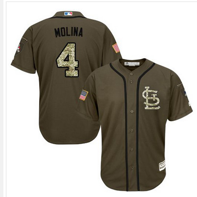Cardinals #4 Yadier Molina Green Salute to Service Stitched MLB Jersey