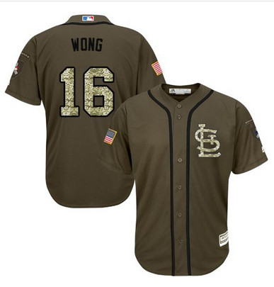 Cardinals #16 Kolten Wong Green Salute to Service Stitched MLB Jersey
