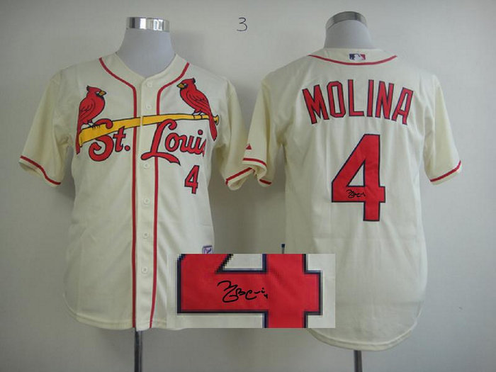 mlb jerseys st.louis cardinals #4 molina cream Signed Jersey mlb jerseys st.louis cardinals #4 molina cream Signed Jersey
