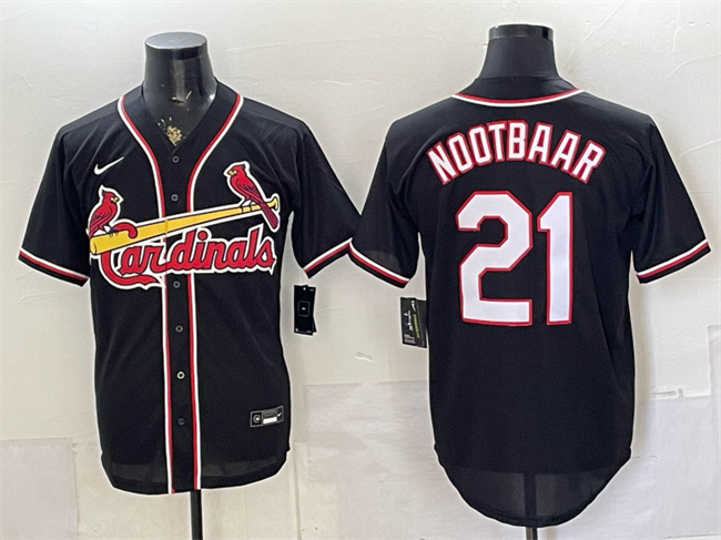 Men's St. Louis Cardinals #21 Lars Nootbaar 2026 Fashion Replica Black Out Stitched Baseball Jersey