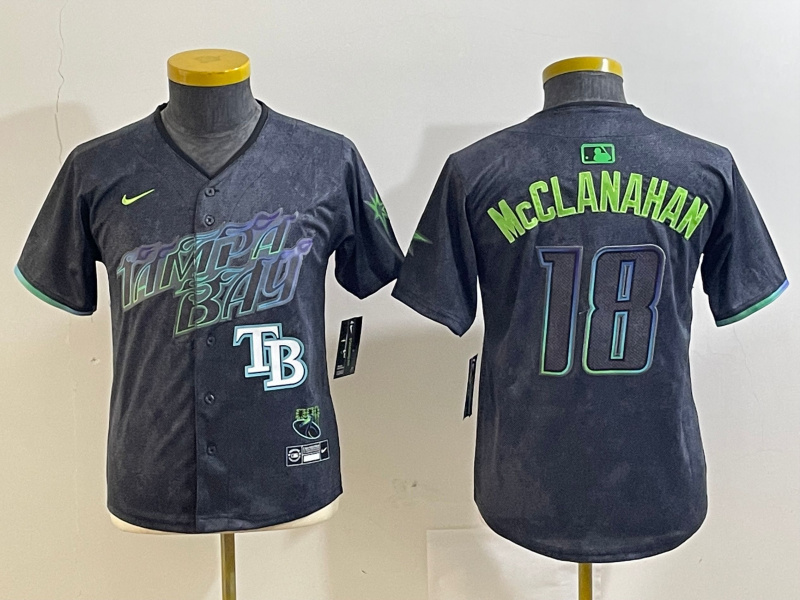Youth Tampa Bay Rays #18 Shane McClanahan Charcoal 2024 City Connect Limited jerseys Youth Tampa Bay Rays #18 Shane McClanahan Charcoal 2024 City Connect Limited jerseys