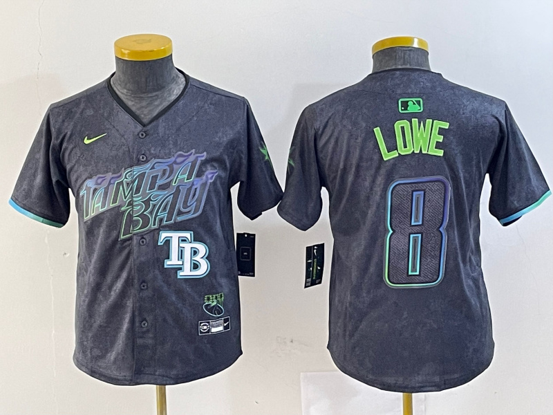 Youth Tampa Bay Rays #8 Brandon Lowe Charcoal 2024 City Connect Limited Stitched Baseball Jerseys 2 Youth Tampa Bay Rays #8 Brandon Lowe Charcoal 2024 City Connect Limited Stitched Baseball Jerseys 2
