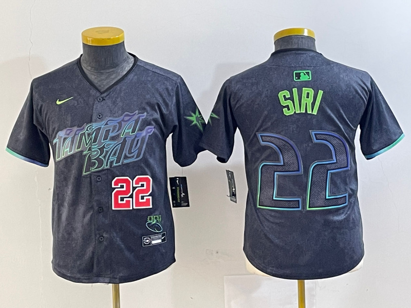 Youth Tampa Bay Rays #22 Jose Siri Charcoal 2024 City Connect Limited Stitched Baseball Jersey 3 Youth Tampa Bay Rays #22 Jose Siri Charcoal 2024 City Connect Limited Stitched Baseball Jersey 3