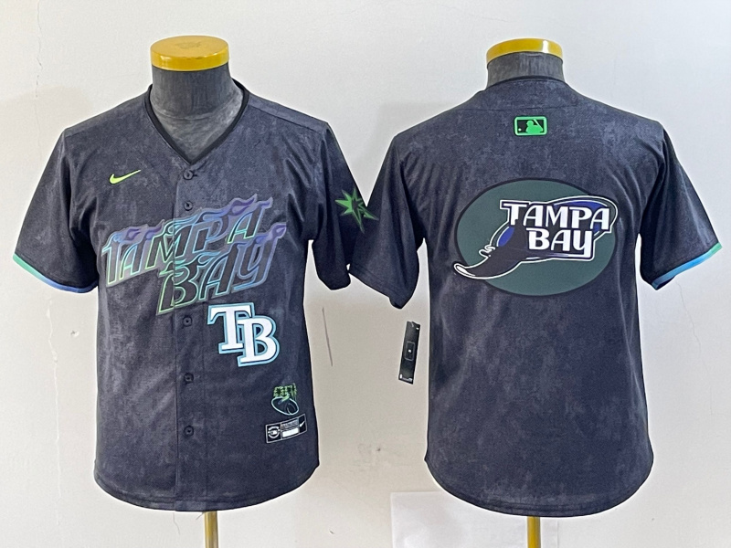 Youth Tampa Bay Rays Team Big Logo Charcoal 2024 City Connect Limited Stitched Baseball JerseyS 2 Youth Tampa Bay Rays Team Big Logo Charcoal 2024 City Connect Limited Stitched Baseball JerseyS 2