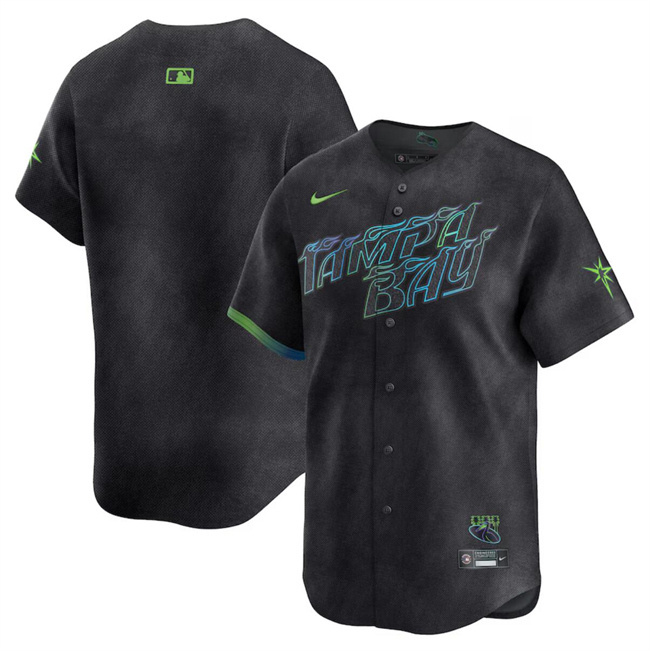 Youth Tampa Bay Rays Blank Charcoal 2024 City Connect Limited Stitched Baseball Jersey Youth Tampa Bay Rays Blank Charcoal 2024 City Connect Limited Stitched Baseball Jersey