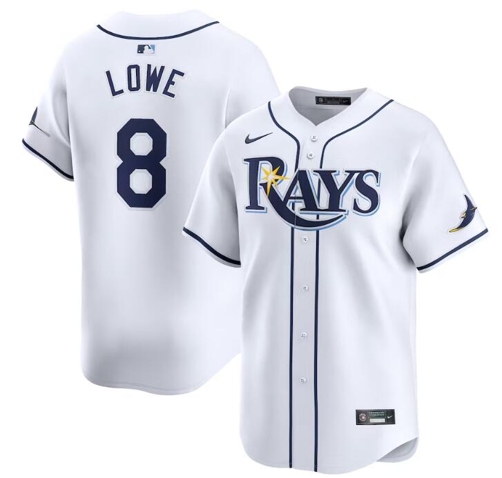 Men's Tampa Bay Rays #8 Brandon Lowe White Home Limited Stitched Baseball Jersey Men's Tampa Bay Rays #8 Brandon Lowe White Home Limited Stitched Baseball Jersey