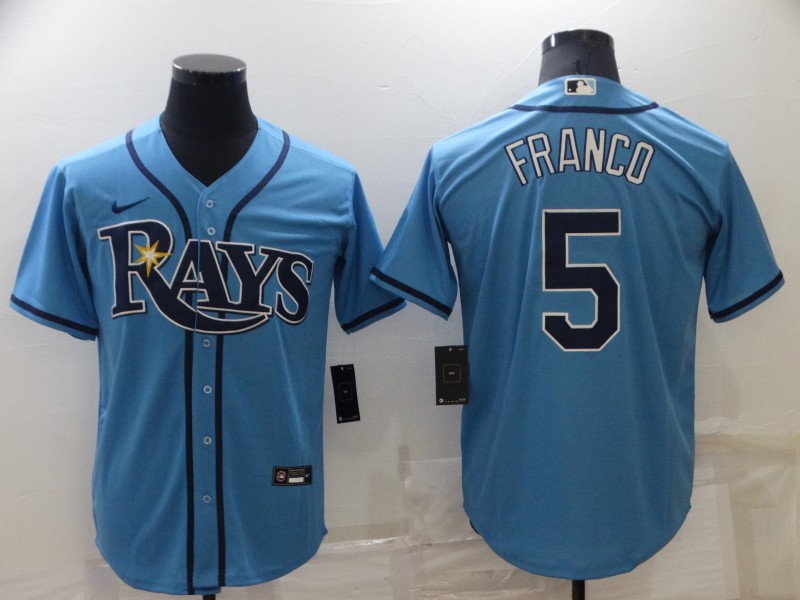 Men's Tampa Bay Rays #5 Wander Franco Blue Cool Base Stitched Baseball Jersey Men's Tampa Bay Rays #5 Wander Franco Blue Cool Base Stitched Baseball Jersey